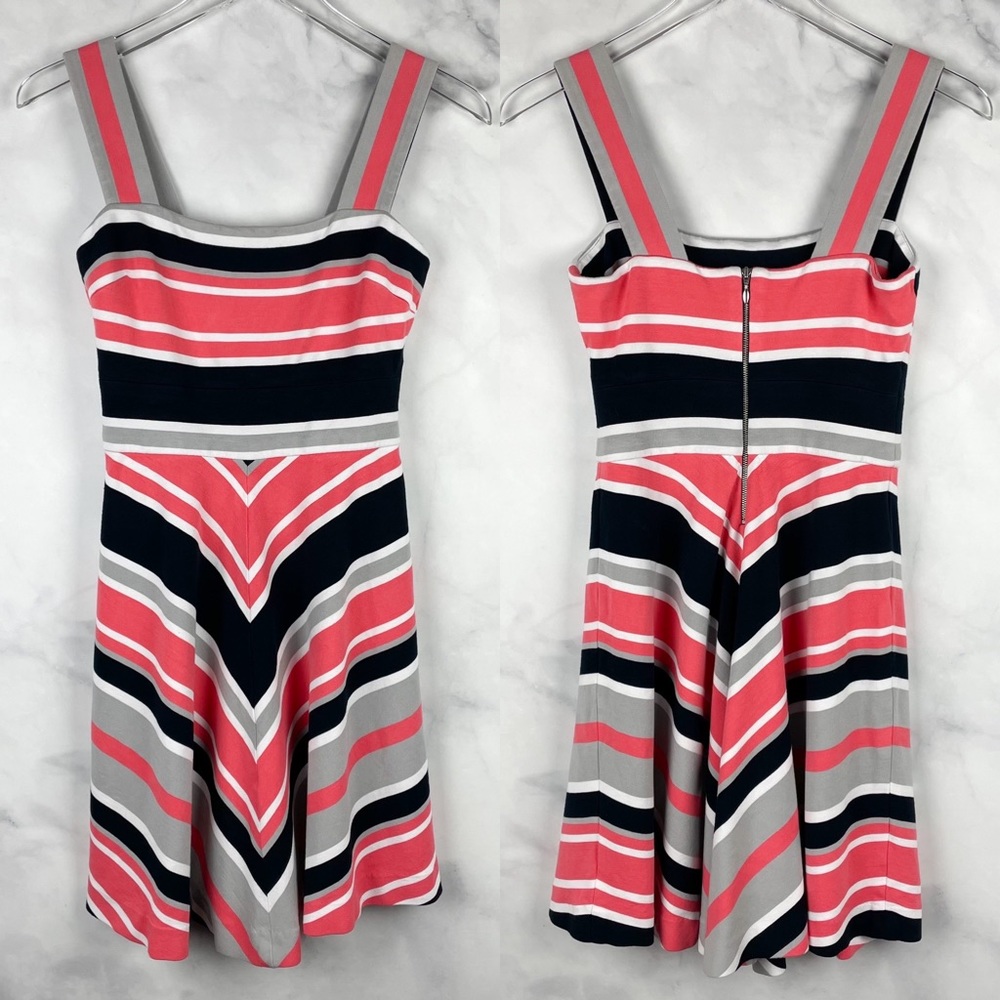 Banana Republic x Milly Striped Ponte Knit Fit & Flare Sleeveless Mini Dress 0